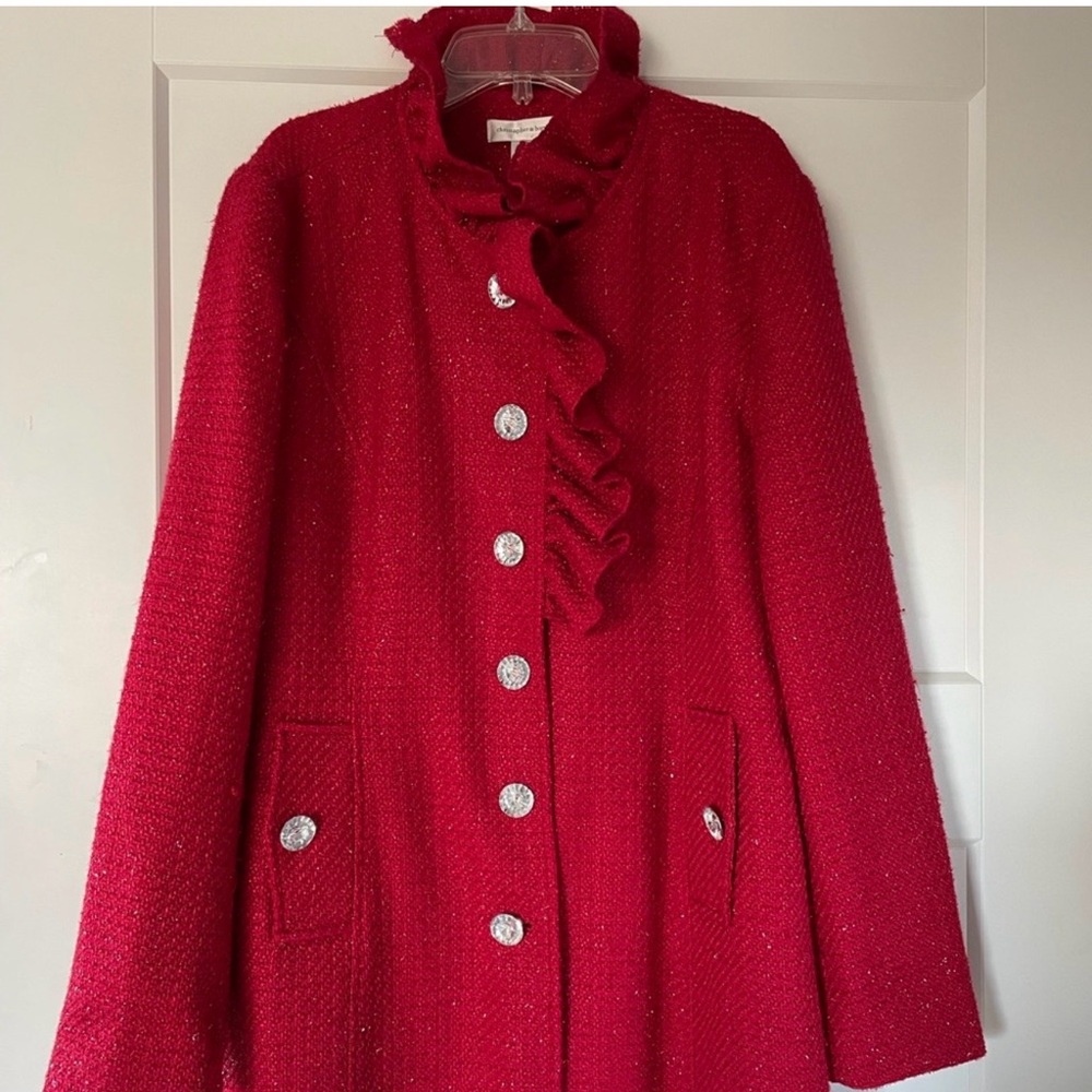 Christopher & Banks Red Women's Cape with Ruffled Collar